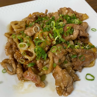 レンコンと豚肉の甘酢炒め☆